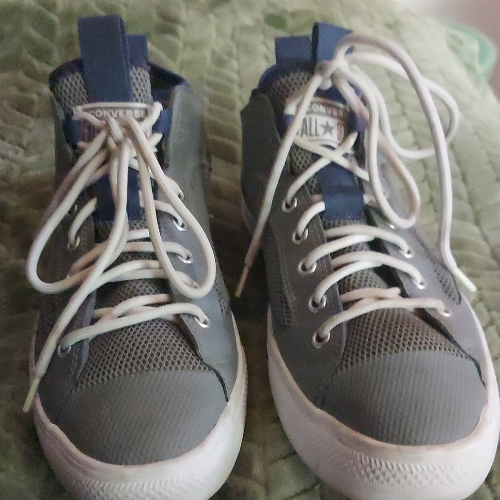 Converse Gray and White High-Top Sneakers